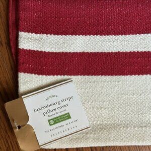 NEW Pottery Barn Luxembourg Stripe Pillow Cover 20" SQ Red Striped Throw Pillows
